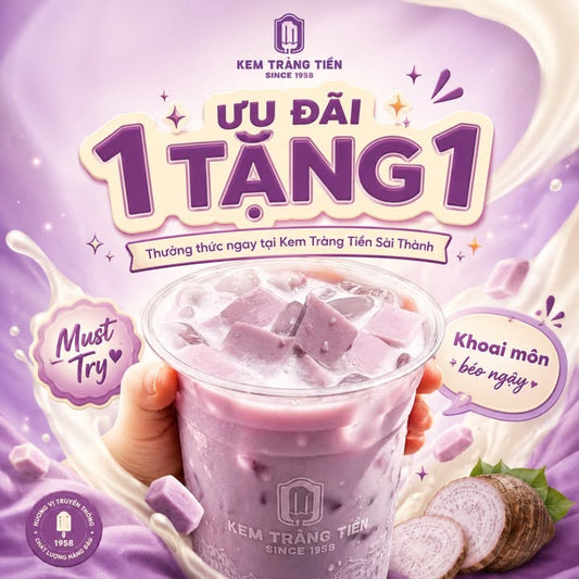 Khám Phá Siêu Phẩm Latte Khúc Bạch Khoai Môn Tại Kem Tràng Tiền Sài Thành
