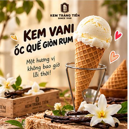 Khám Phá Hương Vị Kem Vani Truyền Thống Kết Hợp Với Ốc Quế Giòn Rụm