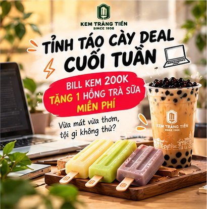 Tỉnh táo cày deal cuối tuần với Hồng Trà Sữa miễn phí tại Kem Tràng Tiền Sài Thành