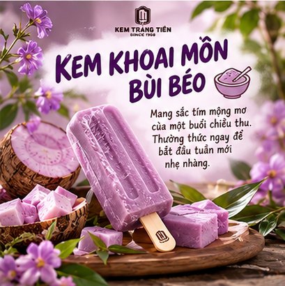 Khám Phá Vị Kem Khoai Môn Tím Mộng Mơ Tại Kem Tràng Tiền Sài Thành
